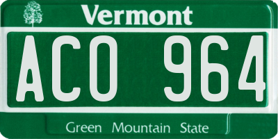 VT license plate ACO964