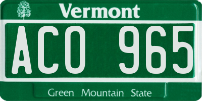 VT license plate ACO965