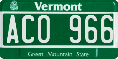 VT license plate ACO966