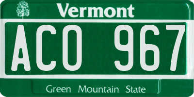 VT license plate ACO967