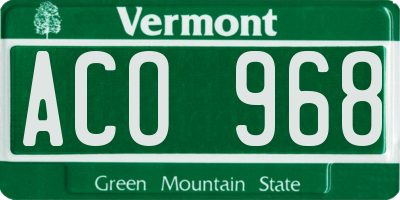 VT license plate ACO968