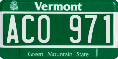 VT license plate ACO971