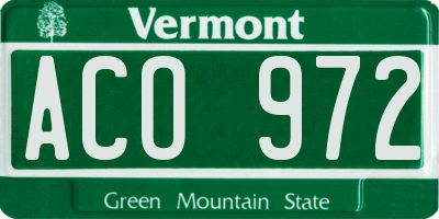VT license plate ACO972