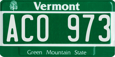 VT license plate ACO973
