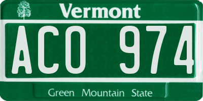 VT license plate ACO974