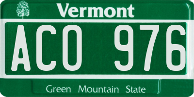 VT license plate ACO976