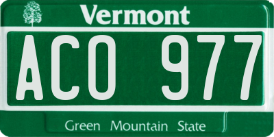VT license plate ACO977