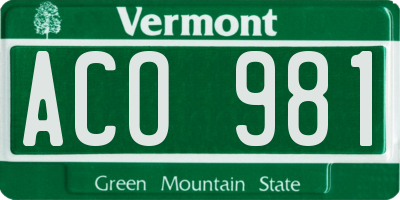VT license plate ACO981