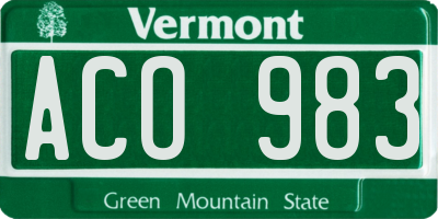 VT license plate ACO983
