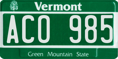 VT license plate ACO985