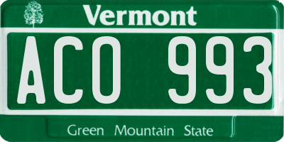 VT license plate ACO993