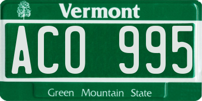 VT license plate ACO995