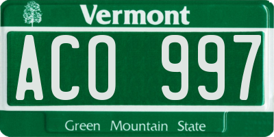 VT license plate ACO997