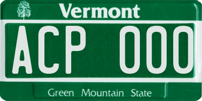 VT license plate ACP000