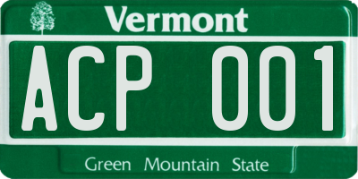 VT license plate ACP001