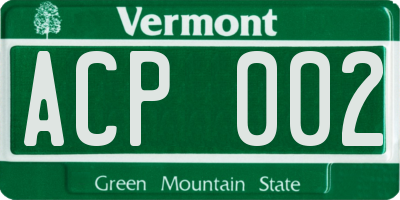 VT license plate ACP002