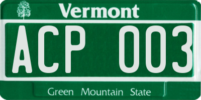VT license plate ACP003