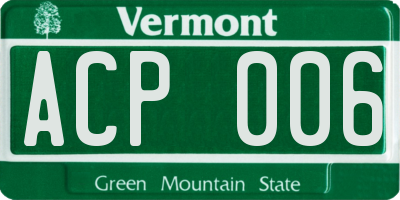 VT license plate ACP006