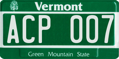 VT license plate ACP007