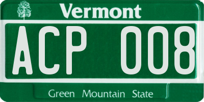 VT license plate ACP008