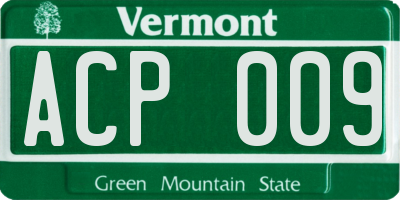 VT license plate ACP009