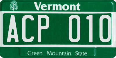 VT license plate ACP010