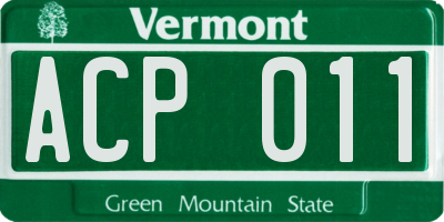VT license plate ACP011