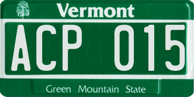 VT license plate ACP015