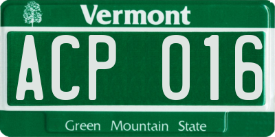 VT license plate ACP016
