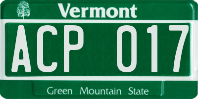 VT license plate ACP017