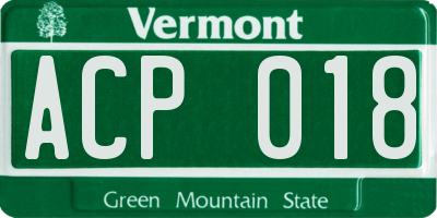 VT license plate ACP018