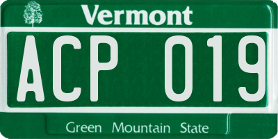 VT license plate ACP019
