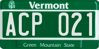 VT license plate ACP021