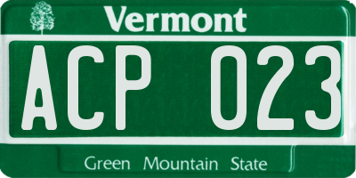 VT license plate ACP023