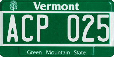 VT license plate ACP025