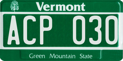 VT license plate ACP030