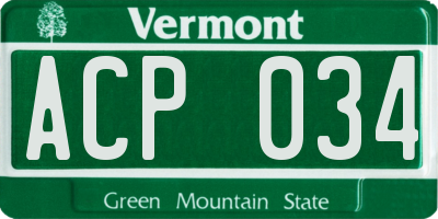 VT license plate ACP034