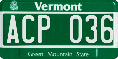 VT license plate ACP036