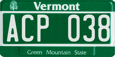 VT license plate ACP038