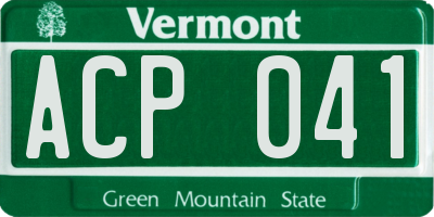 VT license plate ACP041
