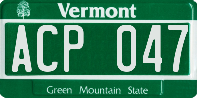 VT license plate ACP047