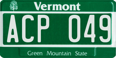 VT license plate ACP049