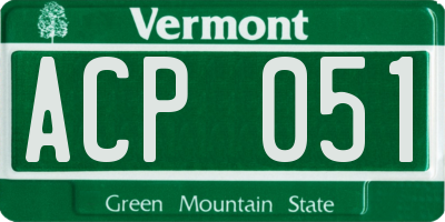 VT license plate ACP051
