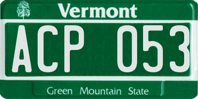VT license plate ACP053