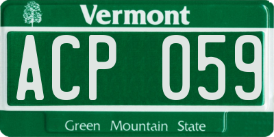 VT license plate ACP059