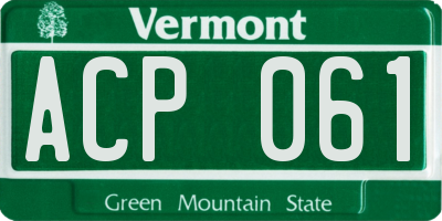 VT license plate ACP061