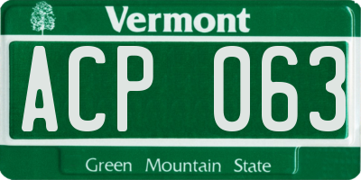VT license plate ACP063