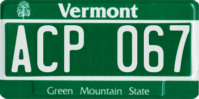 VT license plate ACP067