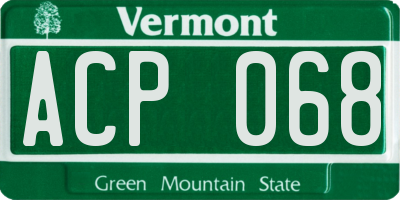 VT license plate ACP068