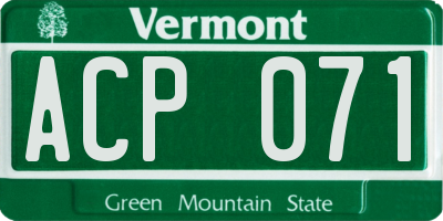 VT license plate ACP071